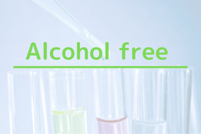 「Alcohol-free」の文字と試験管
