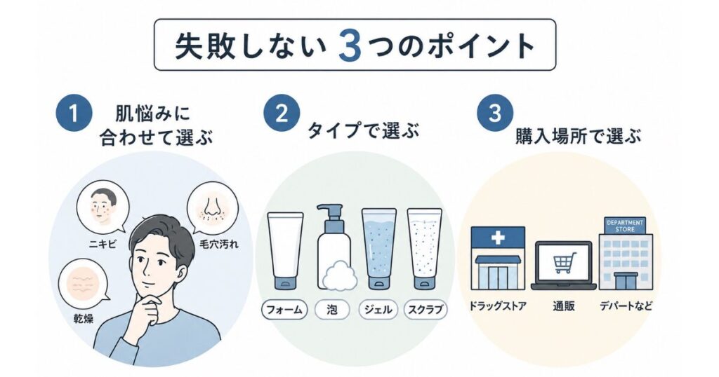 男性の洗顔料選びのポイント