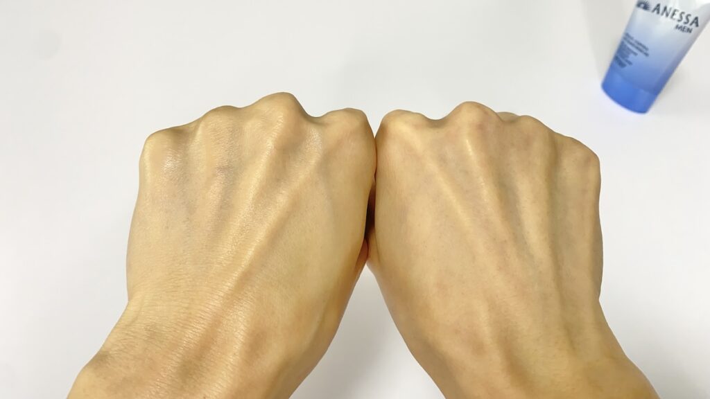 アネッサメンの日焼け止めのテカリ具合