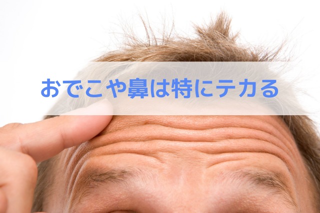 おでこや鼻は特にテカる