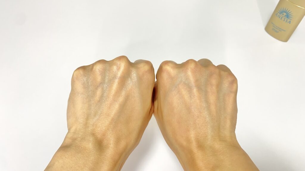 アネッサ「パーフェクトUV スキンケアミルク NA」を塗った後の仕上がり