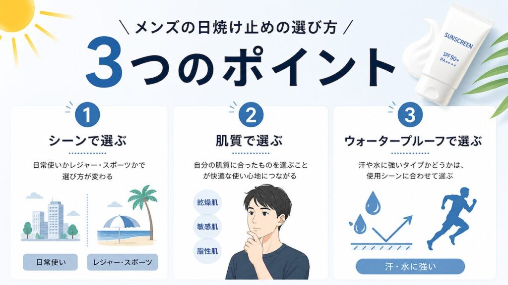メンズの日焼け止め選びのポイント