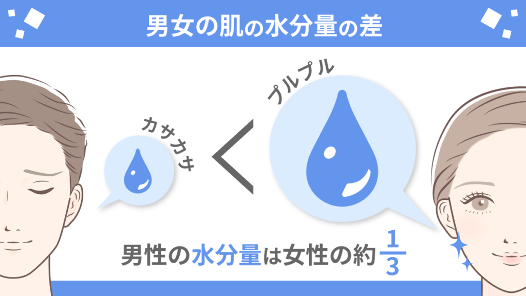 男女の肌の水分量の差