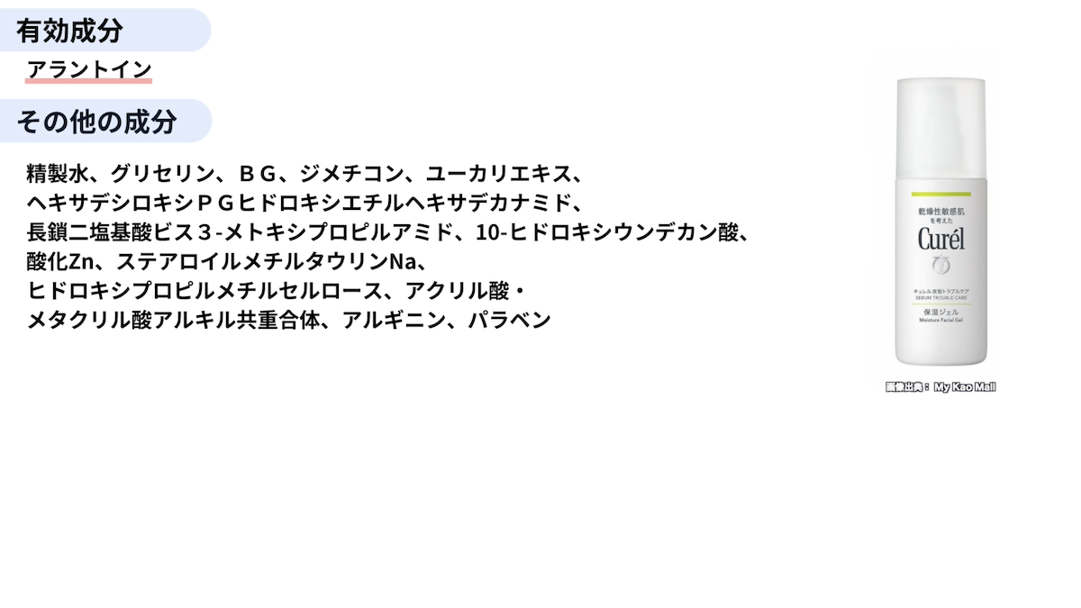 キュレル「皮脂トラブルケア 保湿ジェル」の全成分表示
