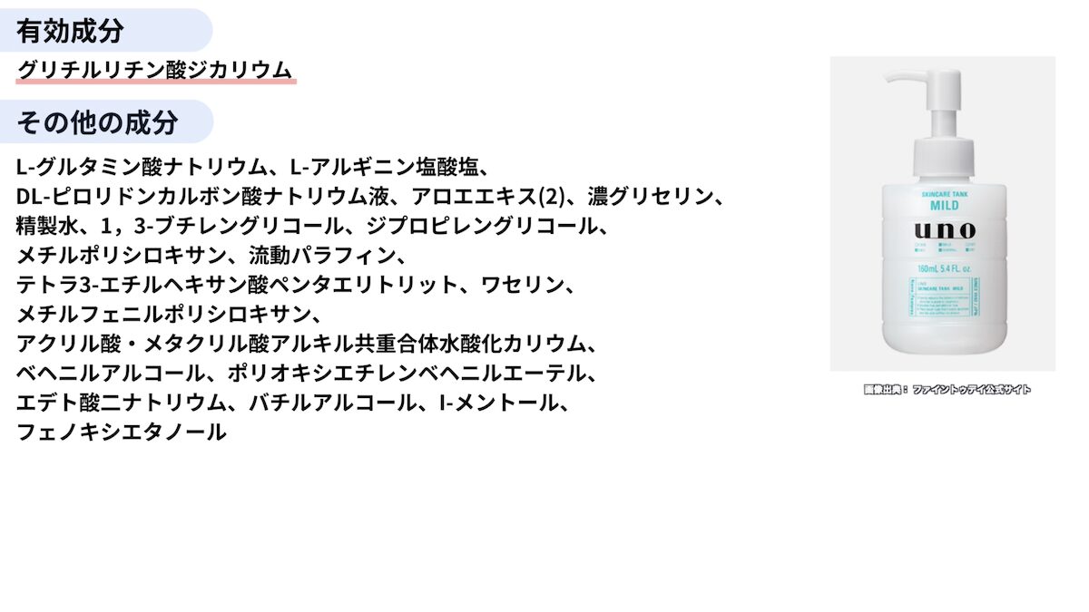 uno「スキンケアタンクマイルド」の全成分表示